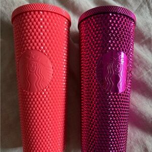 Starbucks Pink and Purple Textured Tumblers